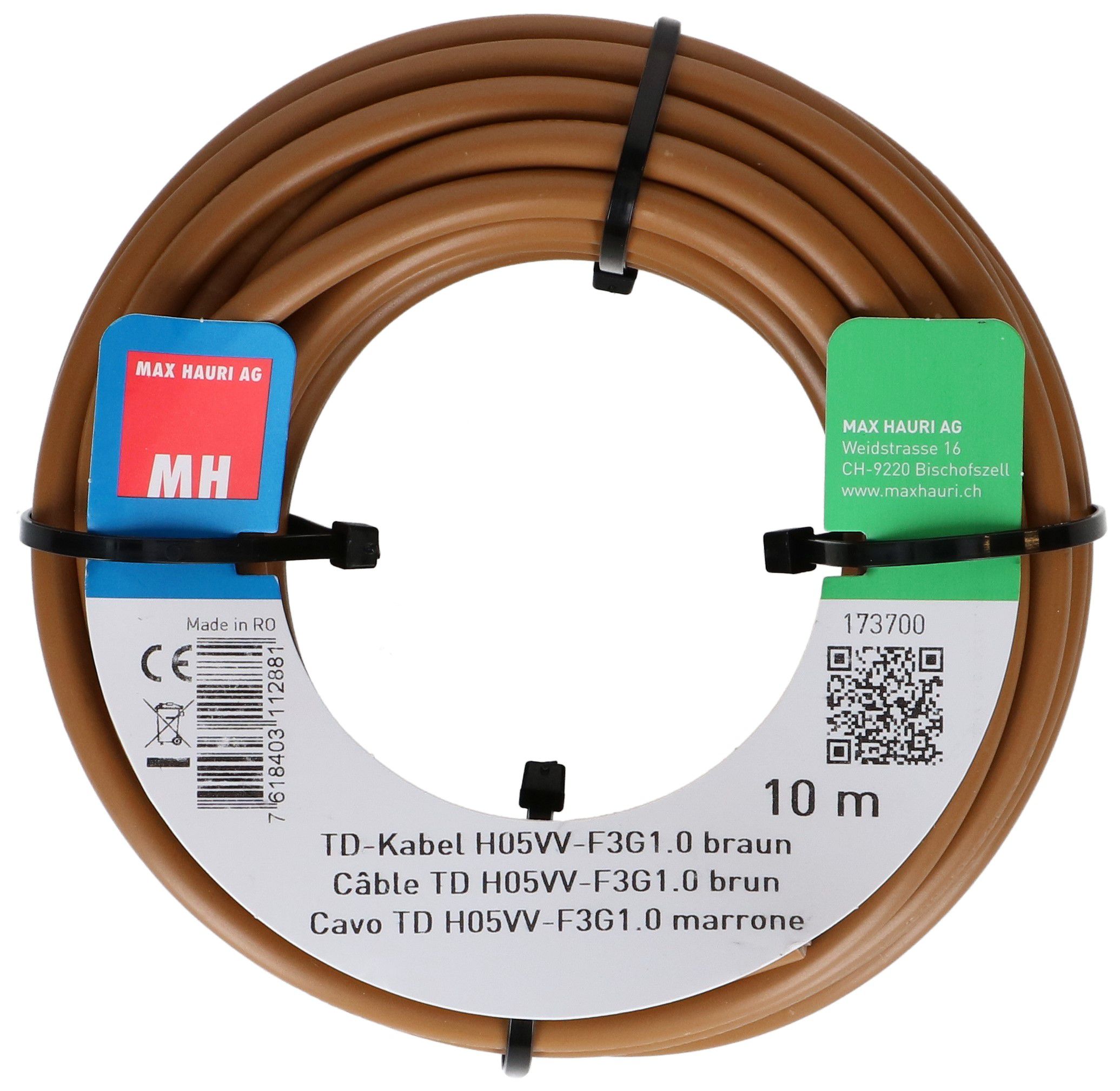TD-Kabel H05VV-F3G1.0 10m braun