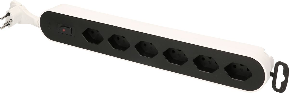 multipresa Design Line 6x tipo 13 bianco/nero interr. 2.2m piatto