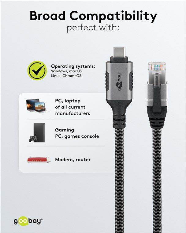 Adapterkabel USB-C auf Netzwerk RJ45 3m