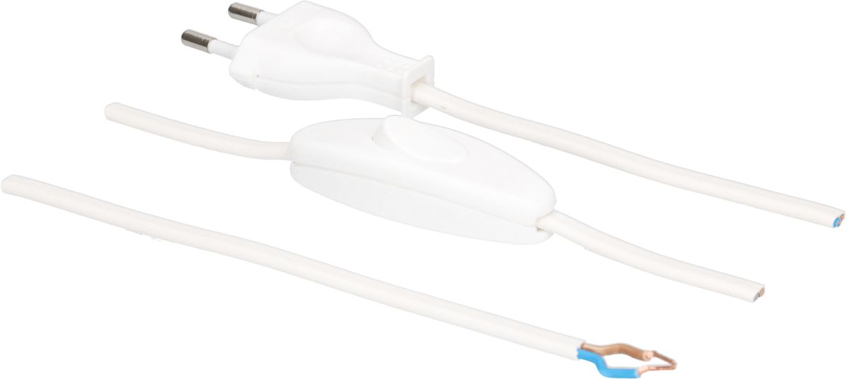 TDLF-Netzkabel H03VVH2-F2X0.75 2m weiss Schalter T26