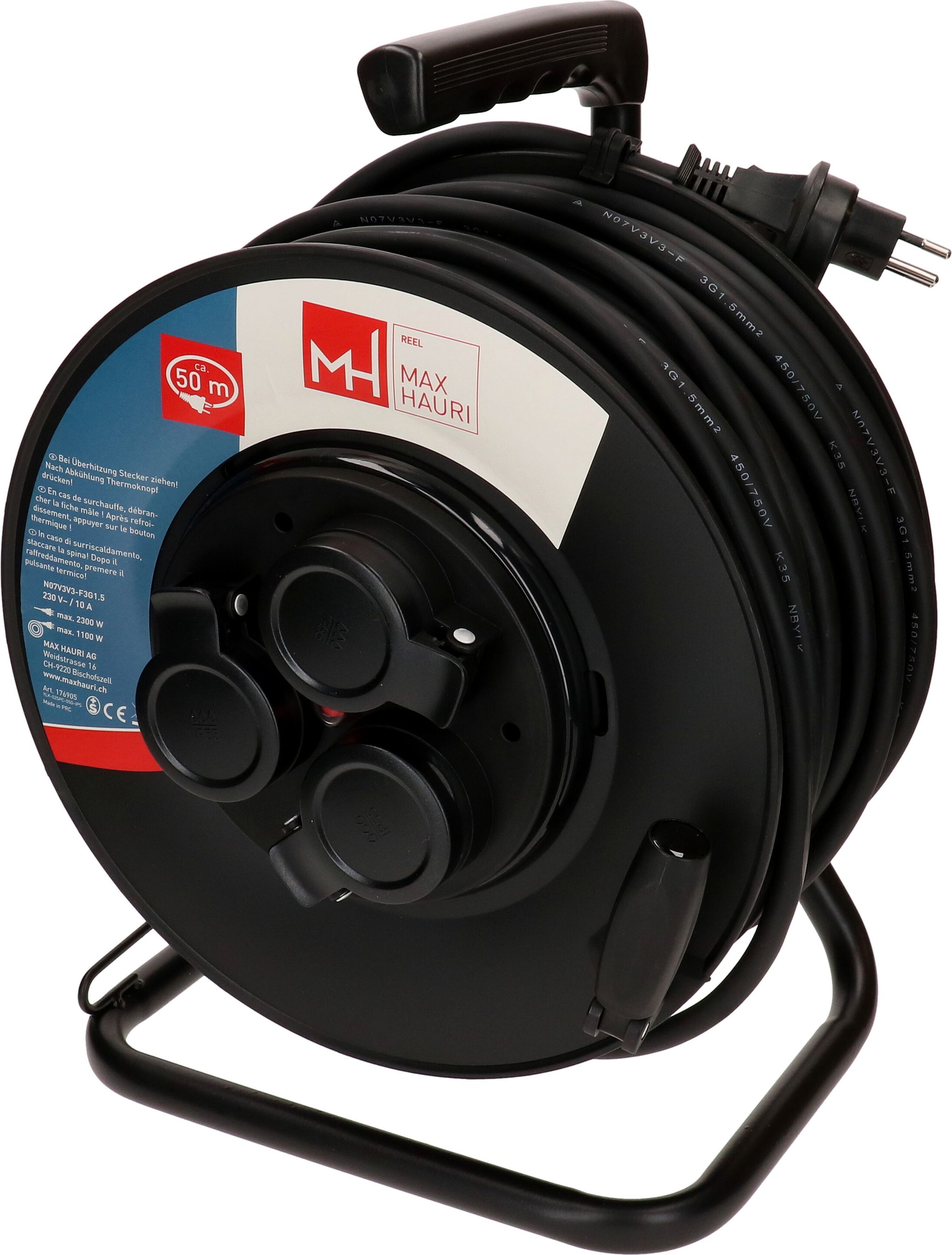 Kabelrolle 3x Typ 13 IP55 50m schwarz