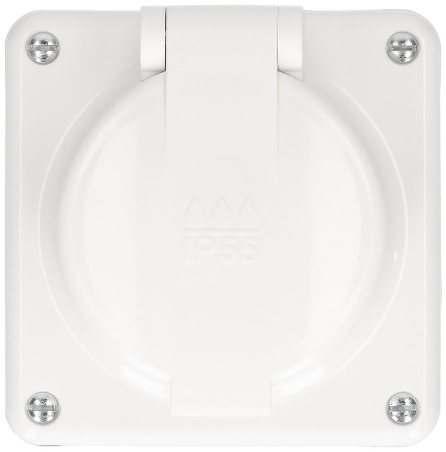 Steckdose 1x Typ 15 Gr.1x1 AP Mica Nass IP55 weiss