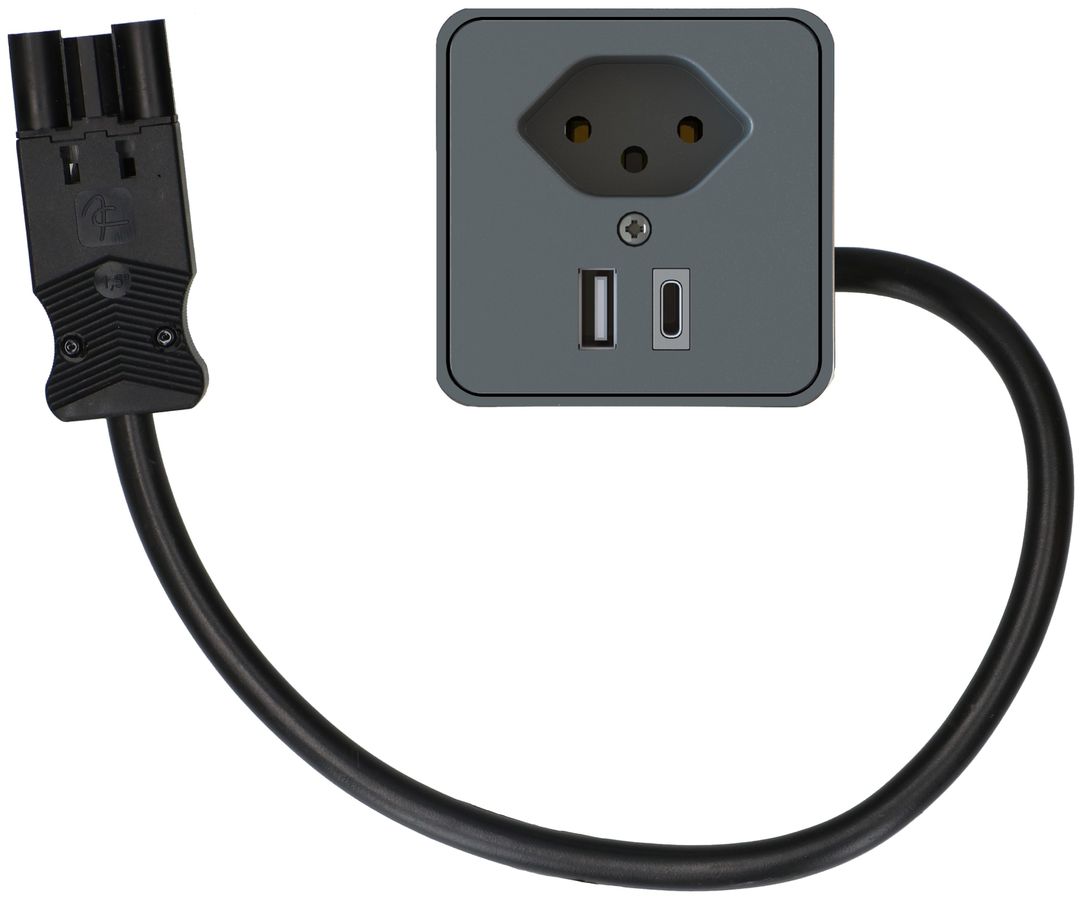 presa aggiuntiva per mobili 1x tipo 13 USB A+C ant 0.5m AC166