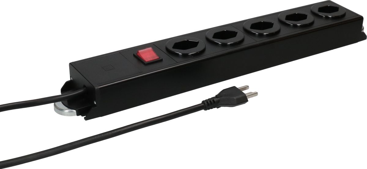 multipresa Power Line 5x tipo 23 nero/nero interrut. 1.5m magnete