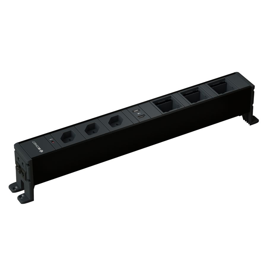 CUBO presa multipla nero 3x tipo 13 1x USB A/C 3x modulo vuoto