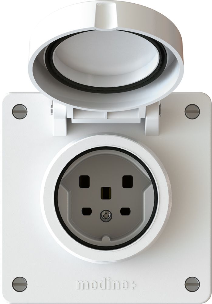 Surface-type wall socket 1x type 25 exo white IP55