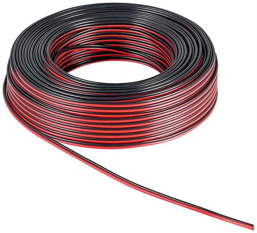 cavo per altoparlanti 2x0.75mm² 50m nero/rosso