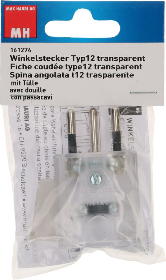 Stecker Typ 12 gewinkelt transparent