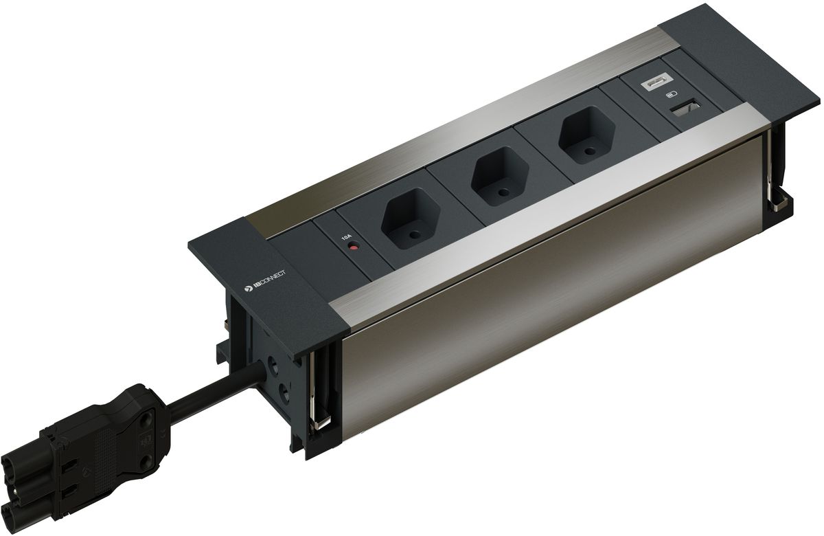 INTRO2.0 Steckdoseneinheit eloxiert 3x Typ 13 1x USB-A/C