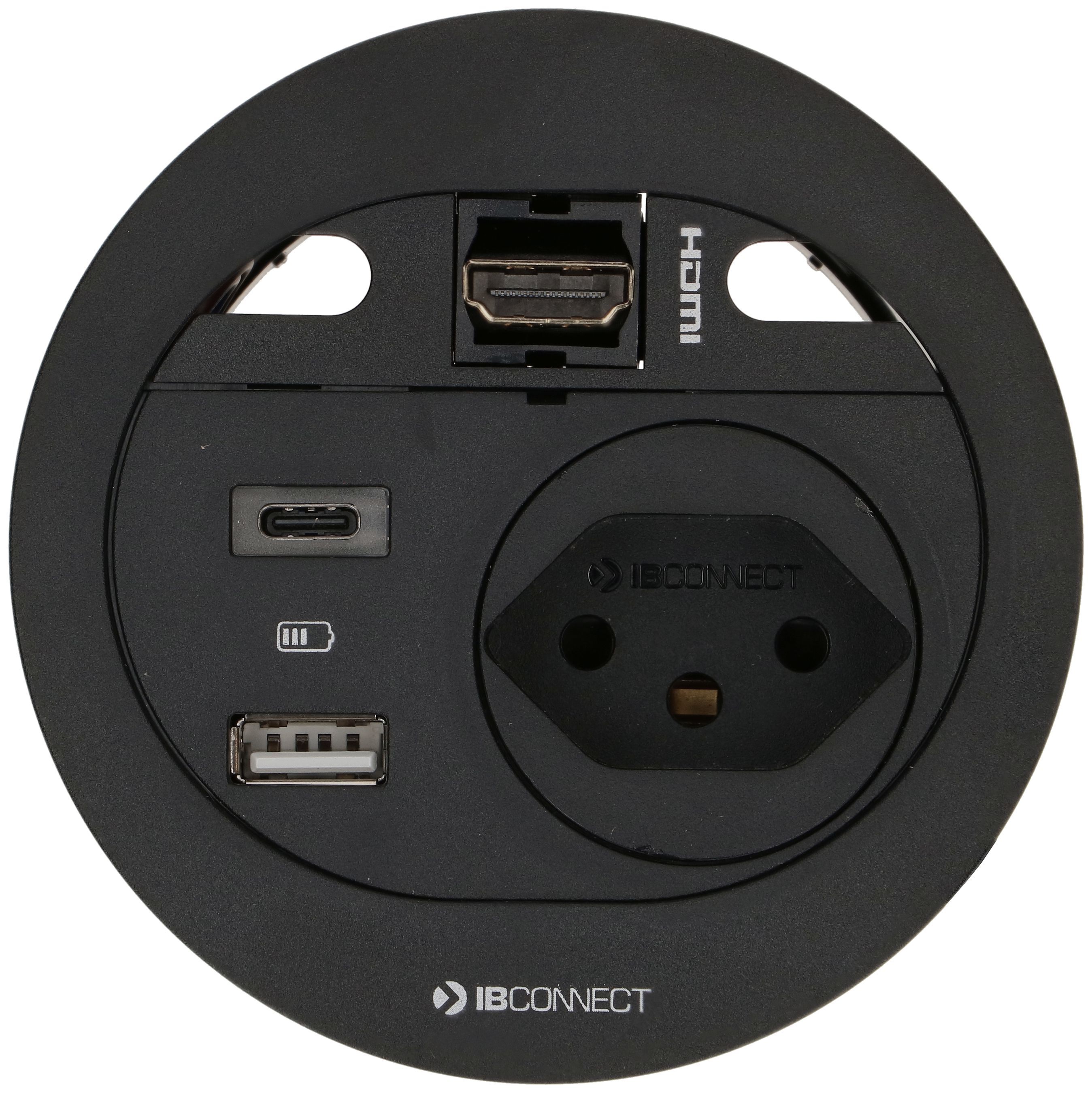 DIVUS Steckdoseneinheit schwarz 1x Typ 13 1x USB A/C 1x HDMI
