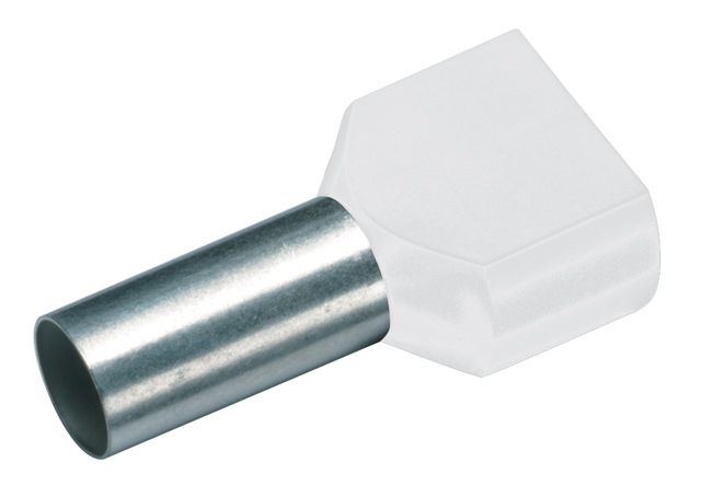 Cosse tubulaire à sertir jumelée isolée 2x0.5mm²/8mm blanc