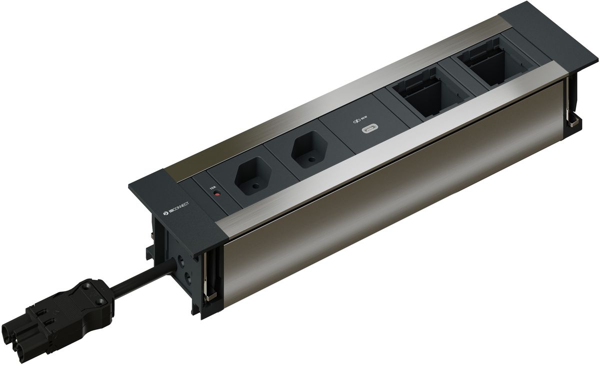INTRO2.0 Steckdosen. eloxiert 2x Typ 13 1x USB-C 60W 2x Leer