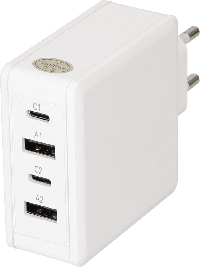 adattatore di ricarica rapida USB 2x USB-C PD 2x USB-A 65W bianco