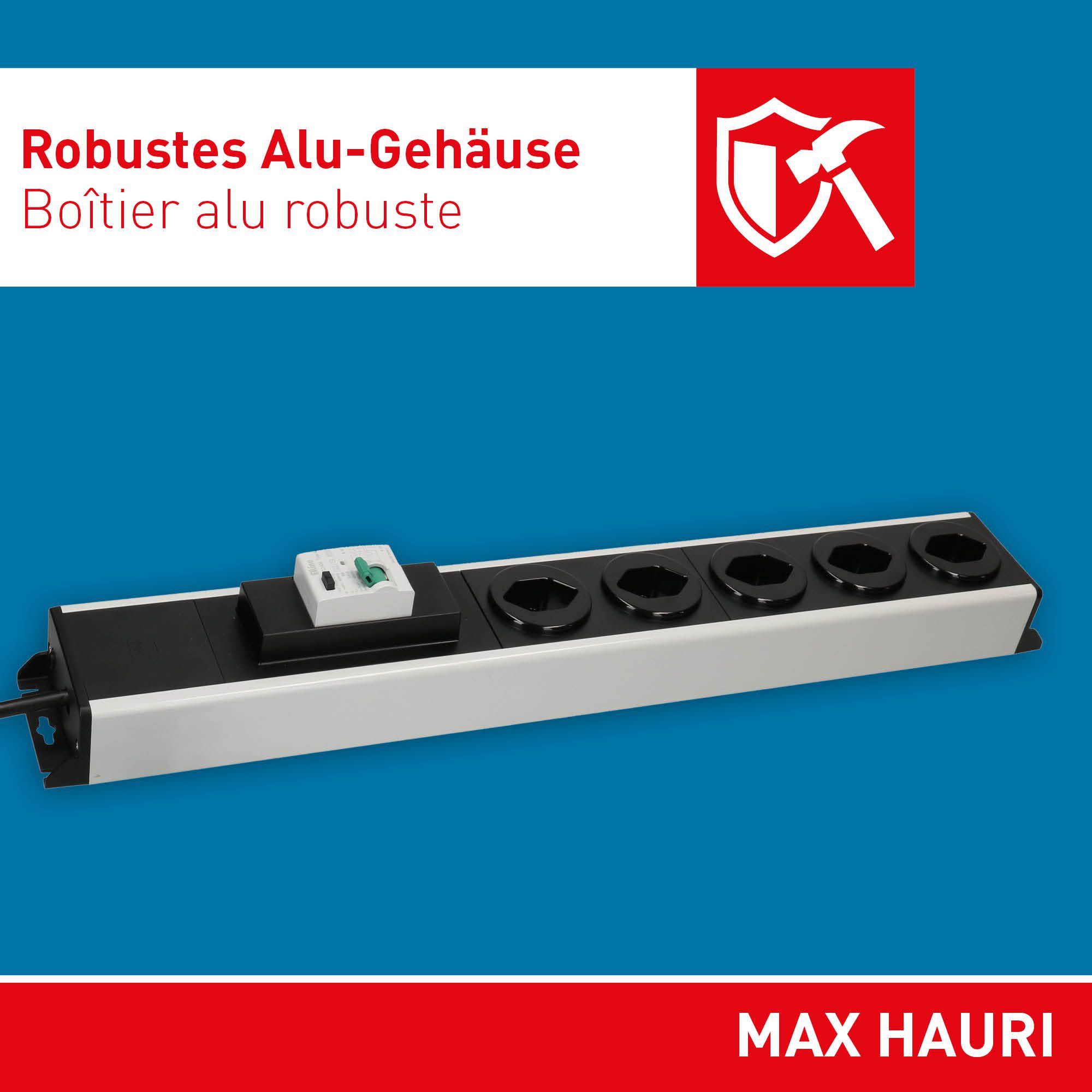 Steckdosenleiste Power Line 5x Typ 13 gr/sw FI 30mA / 10A 1.5m