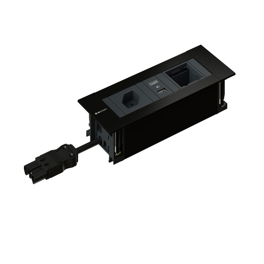 INTRO2.0 bloc multiprise noir 1x type 13 1x USB-A/C 1x vide
