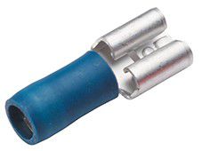 Isolierte Flachsteckhülsen DIN 46245 1.5-2.5mm² 6.3x0.8mm blau
