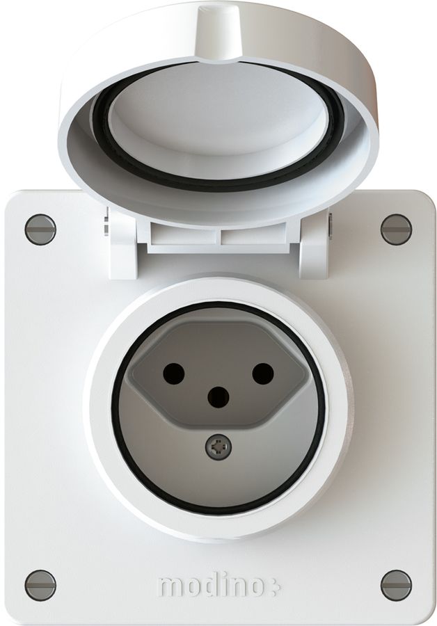 Surface-type wall socket 1x type 13 exo white IP55
