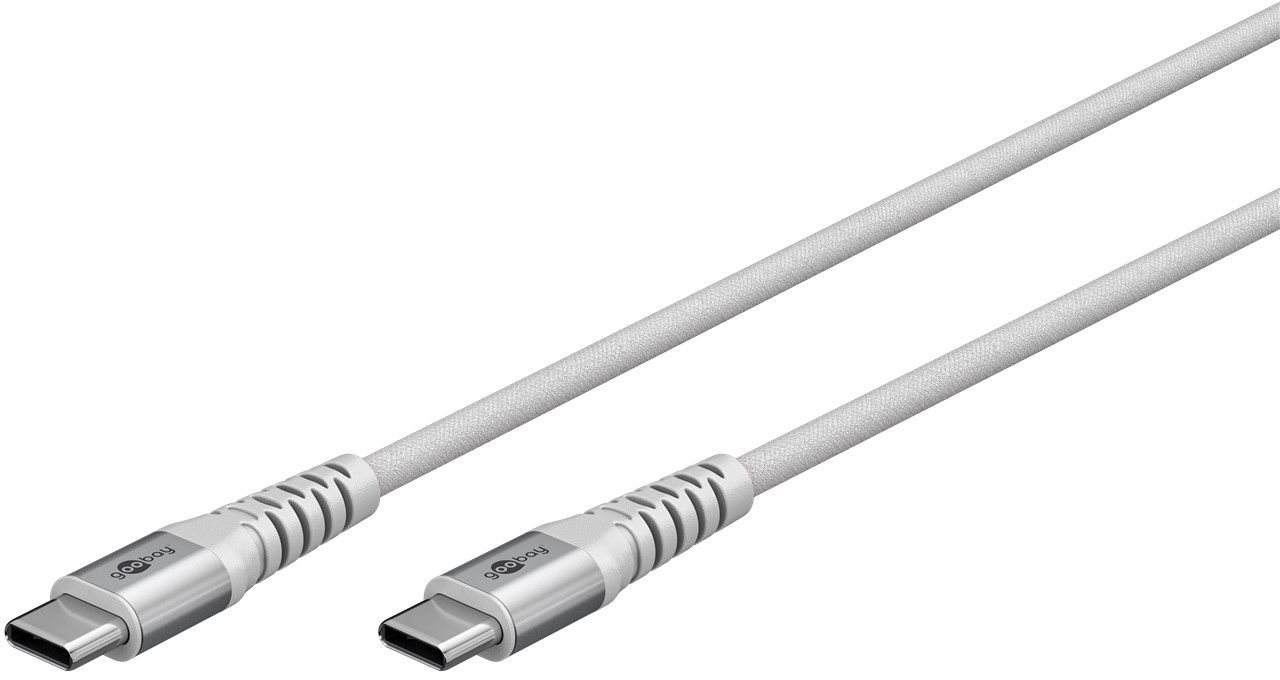 câble USB-C Supersoft textile fiches métallique 0.5m blanc