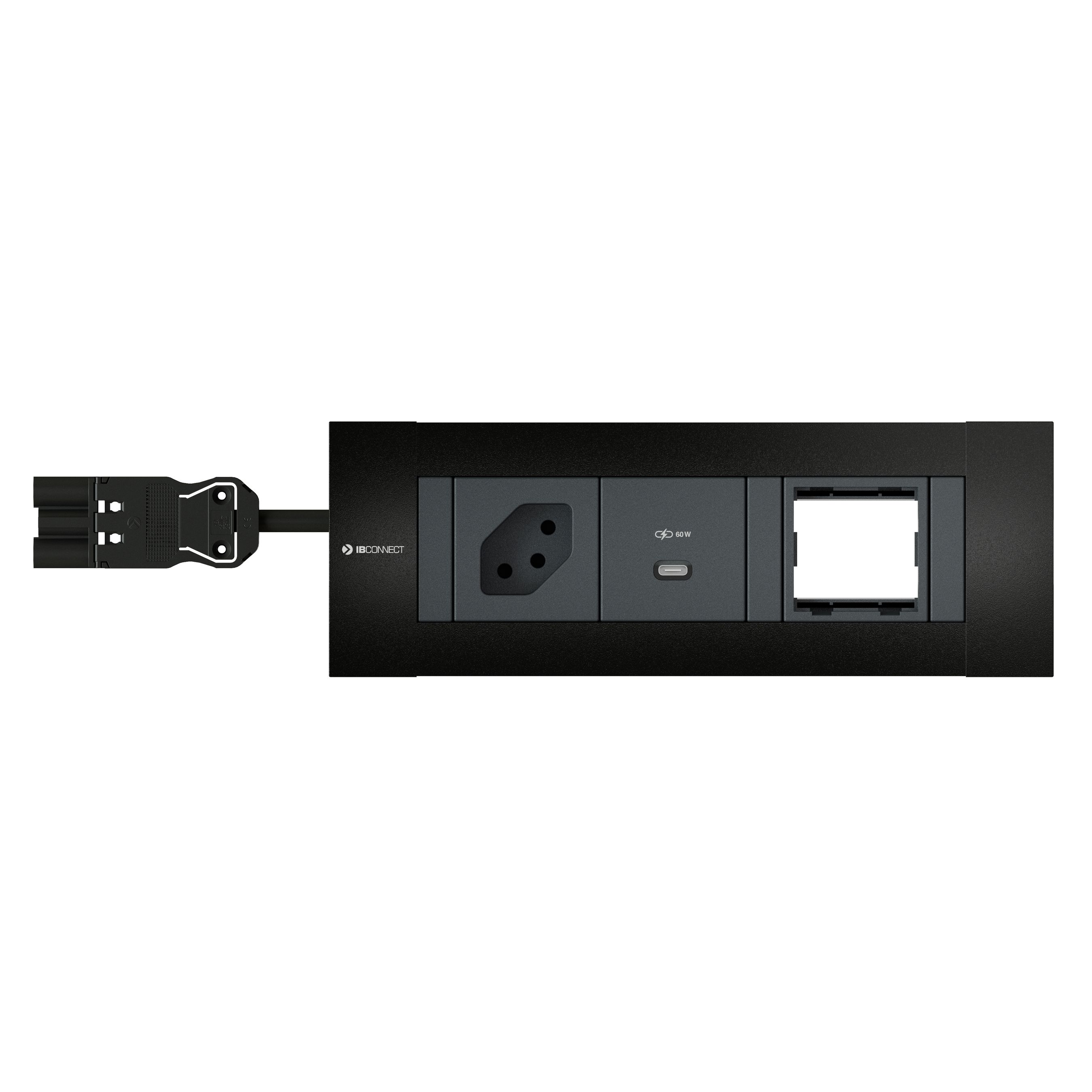 INTRO2.0 Steckdoseneinheit schwarz 1x Typ 13 1x USB-C 60W 1x leer