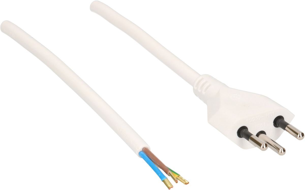 TD câble secteur H05VV-F3G1.0 3m blanc type 12