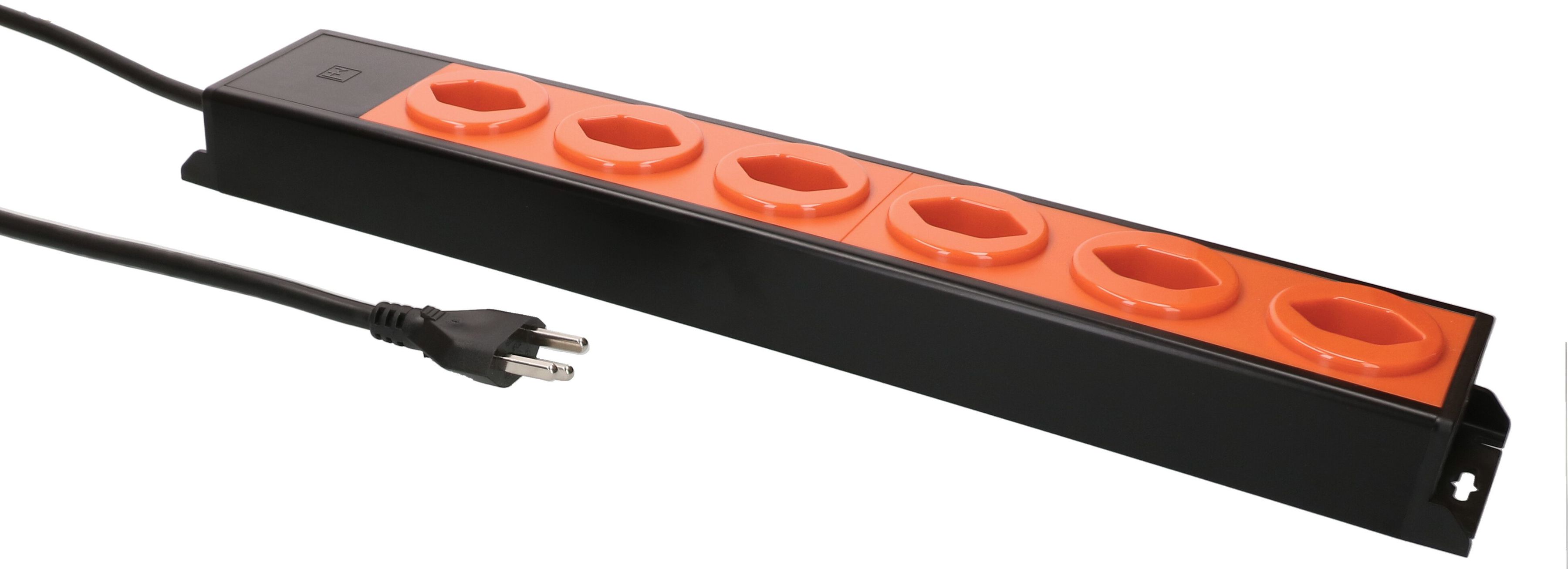 Steckdosenleiste Power Line 6x Typ 23 schwarz/orange 3.0m