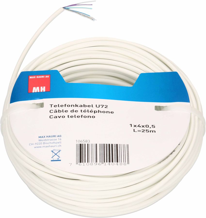 Telefonkabel U72 1x4x0,5 weiss L=25m