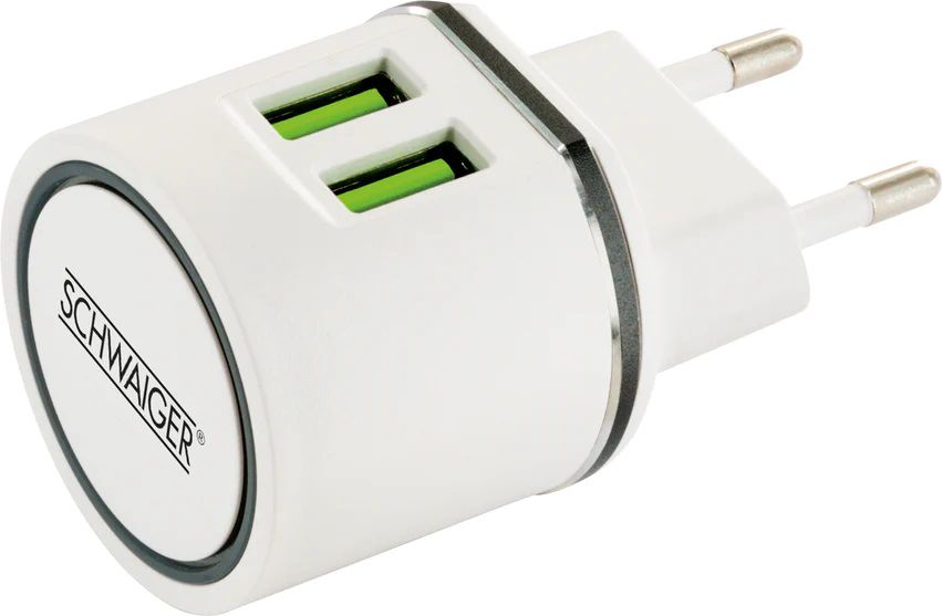 USB-adaptateur de charge 2x USB-A 12W blanc