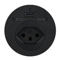 Power grommet black, 1x T13, USB A+C, USB C data
