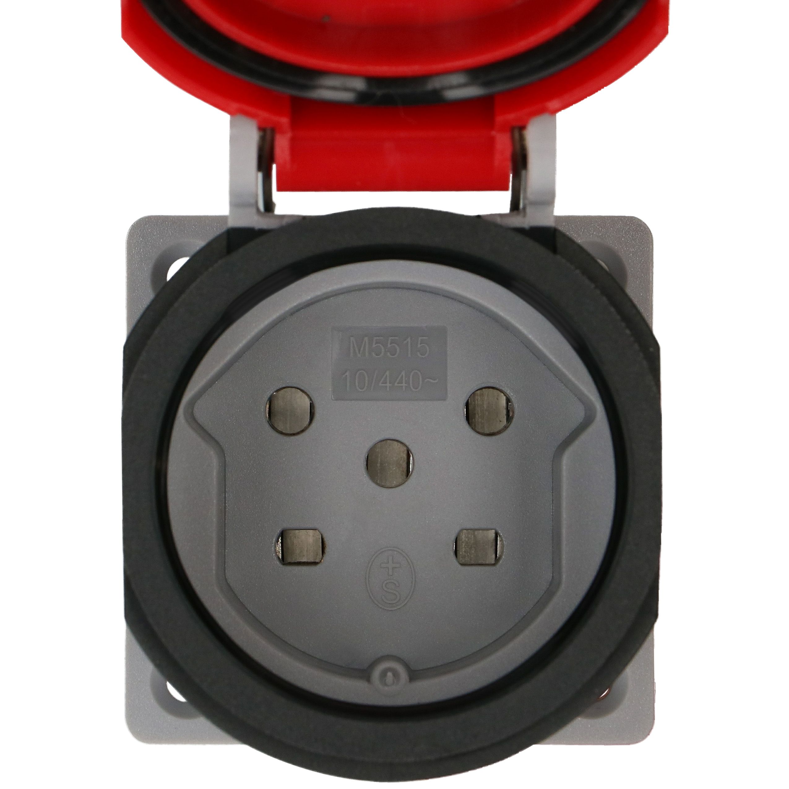 Einbausteckdose 1x Typ 15 3L+N+PE Max Hauri IP55 lichtgrau/rot