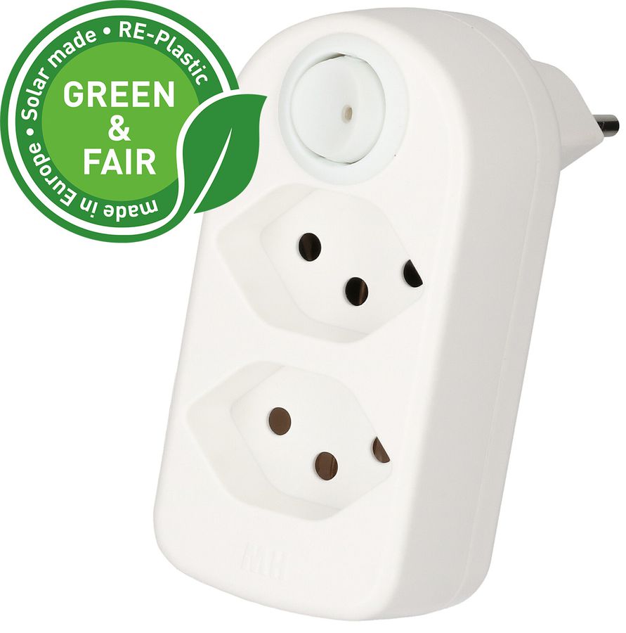 multi adaptateur ADAPT 2x type 13 blanc rotatif inter. Green+Fair