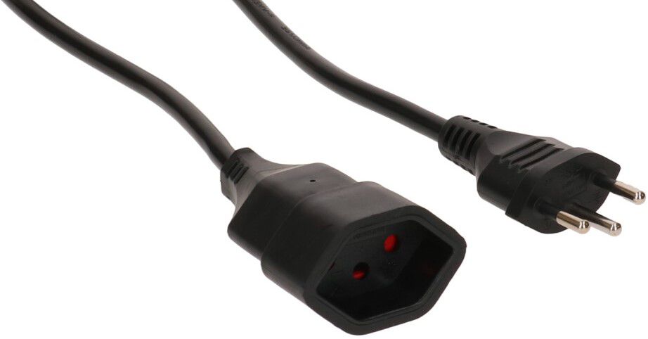 TD-Verlängerung H05VV-F3G1.0 3m schwarz BS Typ 12 / Typ 13