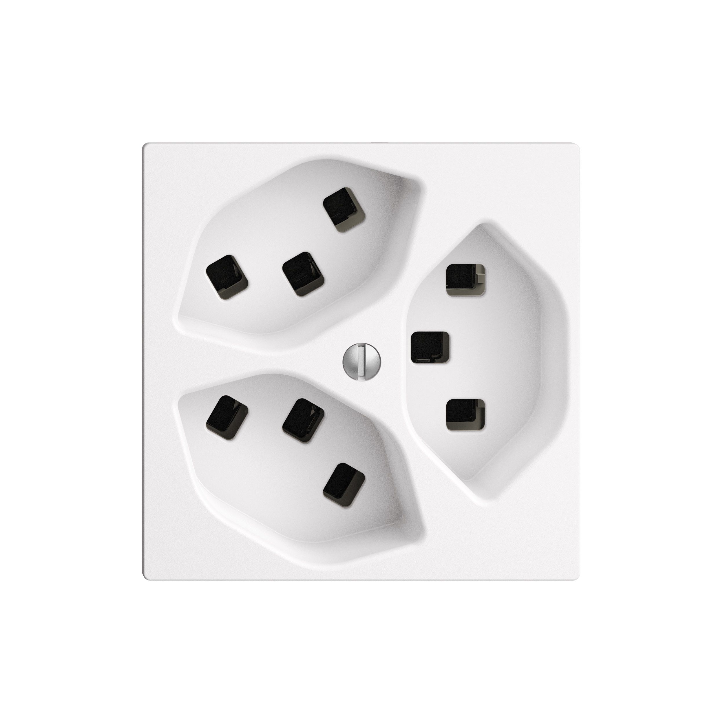Steckdose 3x Typ 23 Apparat mit Frontplatte EdizioDue weiss