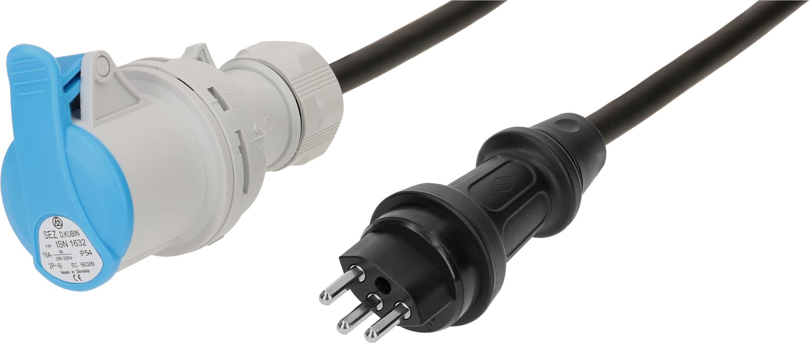 CEE câble adaptateur H07RN-F3G1.5 0.5m noir type 23 IP55/CEE16-3