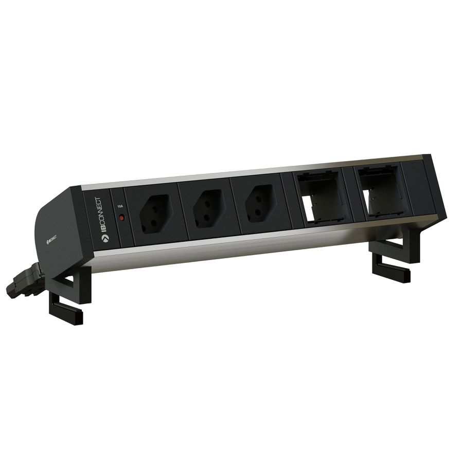 SUPRA Steckdoseneinheit eloxiert 3x Typ 13 2x Leermodul