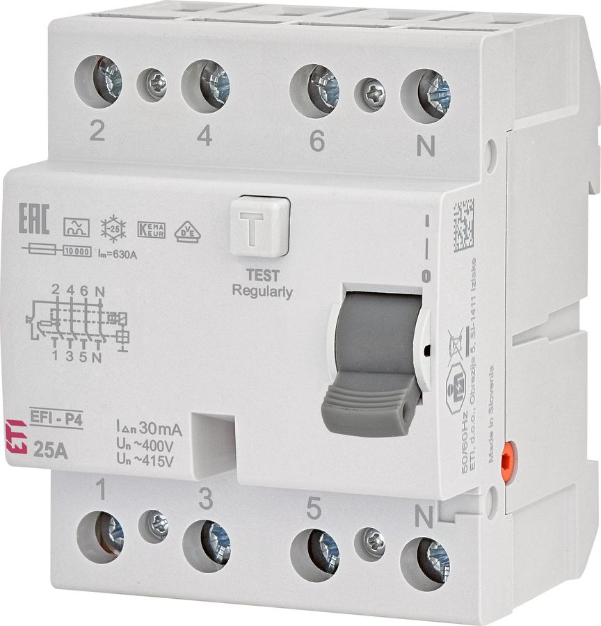 FI-Schutzschalter 3P+N 25A 30mA Typ A 10kA