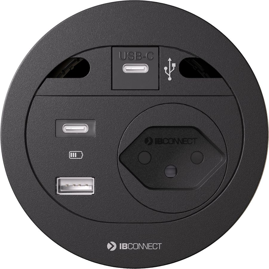 DIVUS Steckdoseneinheit schwarz 1x Typ 13 1x USB A/C 1xUSB C Data