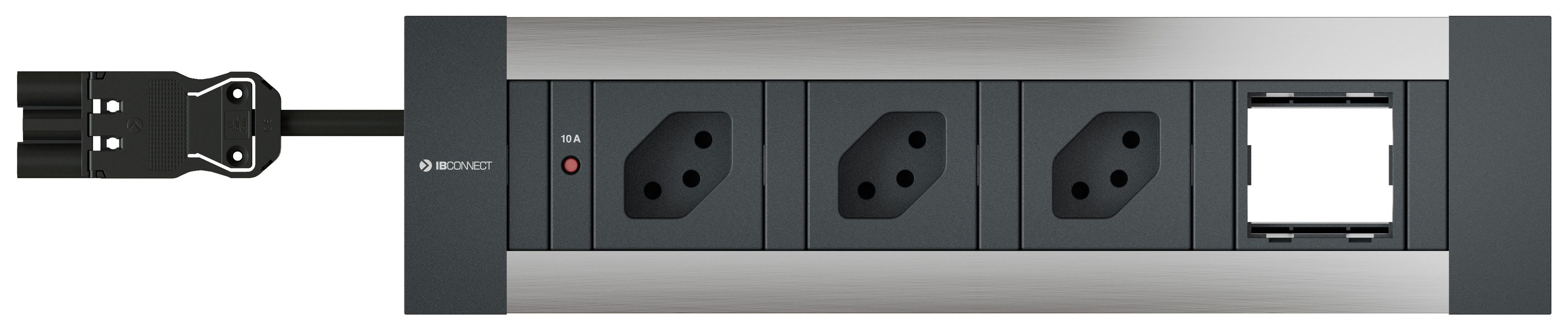 INTRO2.0 Steckdoseneinheit eloxiert 3x Typ 13 1x Leermodul