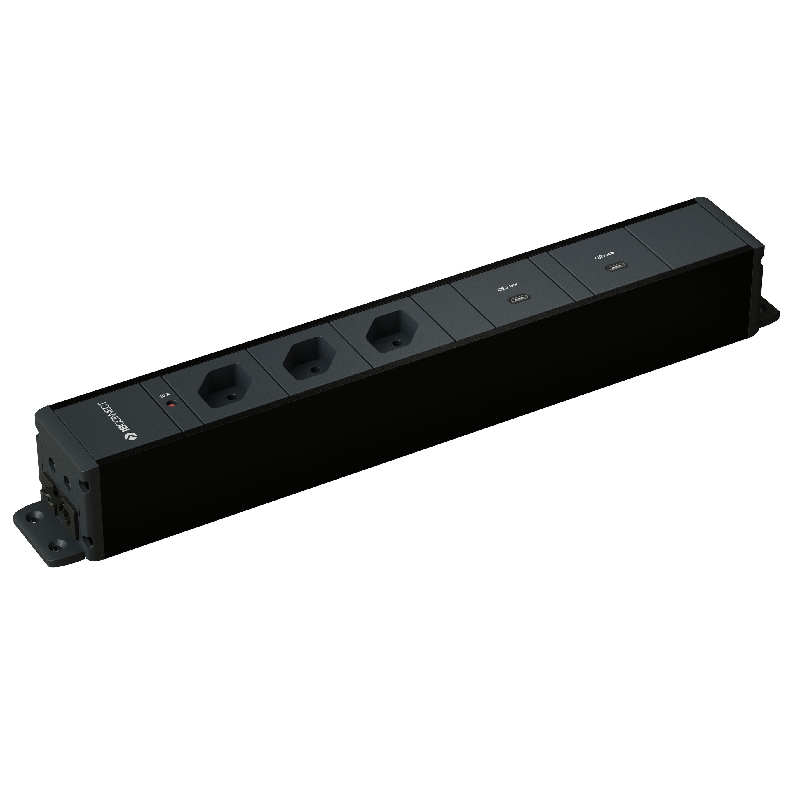 CUBO presa multipla nero 3x tipo 13 2x USB-C 36W