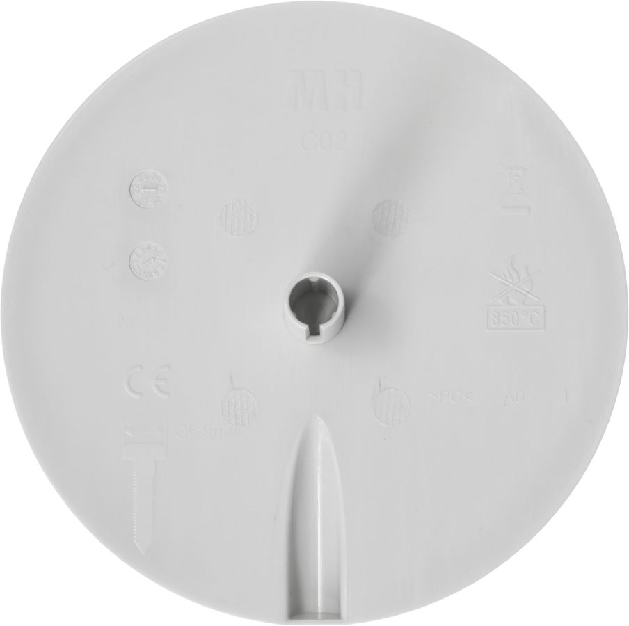 Deckenrosette rund flach Federbügel + Kabeleinführung steckbar gr