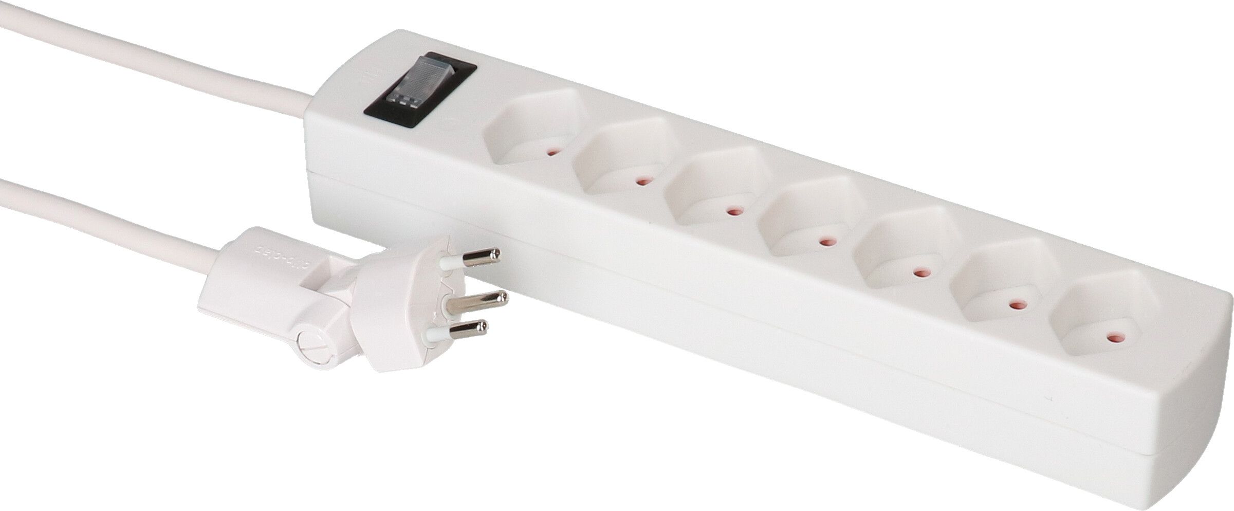 multiprise Safety Line 7x type 13 BS blanc interrupteur 2m cli.
