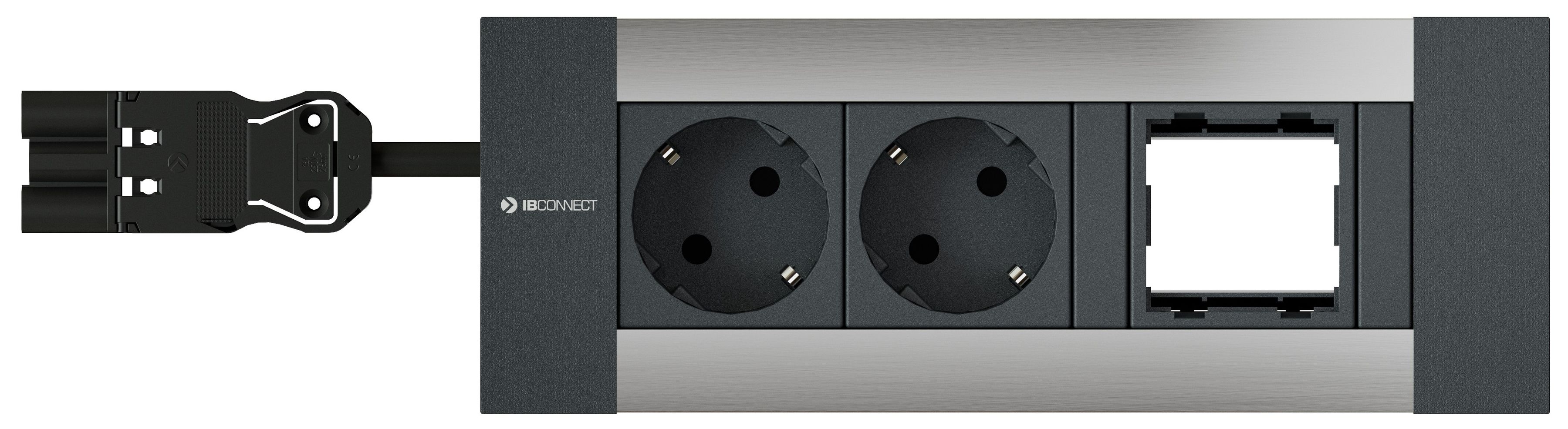 INTRO2.0 Steckdoseneinheit eloxiert 2x Schuko 1x Leermodul