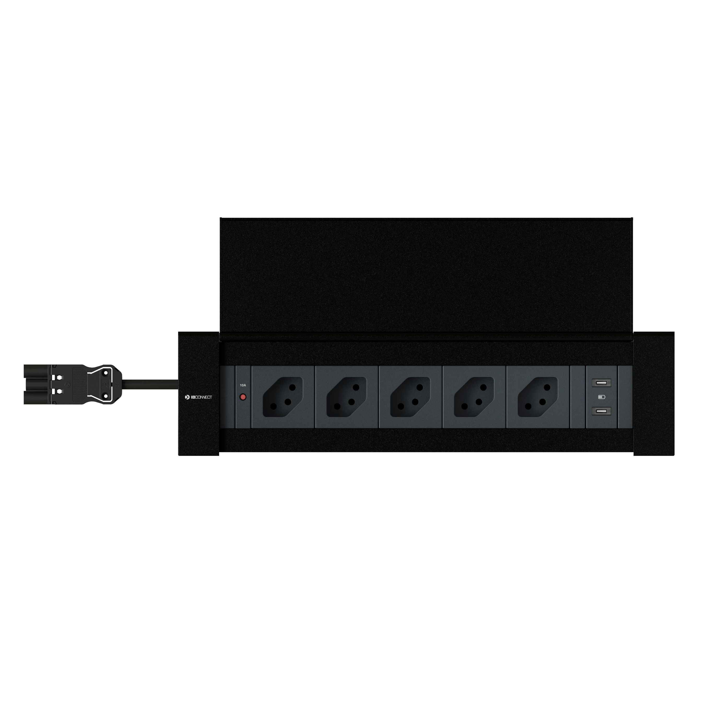 NEXO Steckdoseneinheit schwarz 5x Typ 13 1x USB-C/C