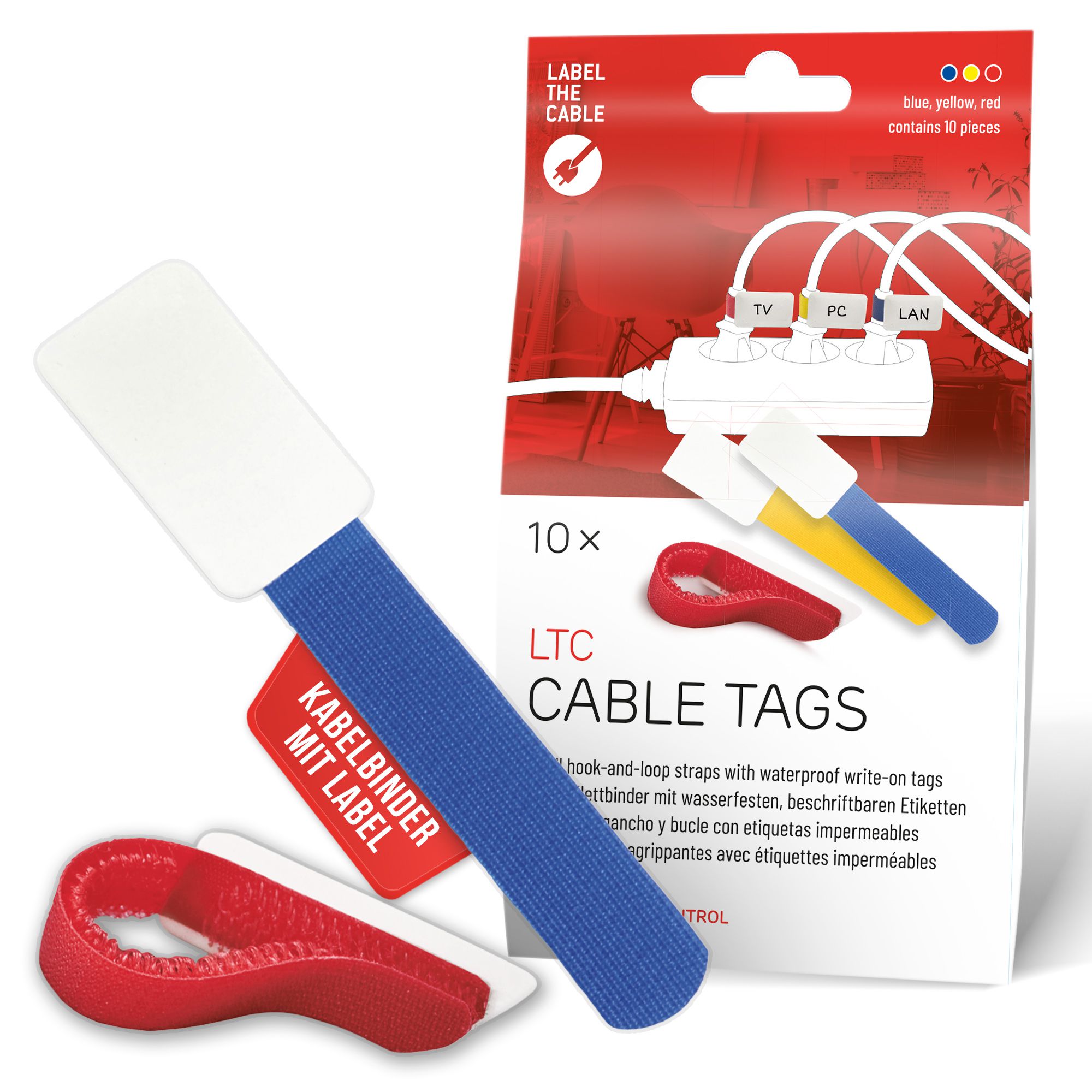 LTC Cable Tags fascette con etichetta assortite / 10 pezzi