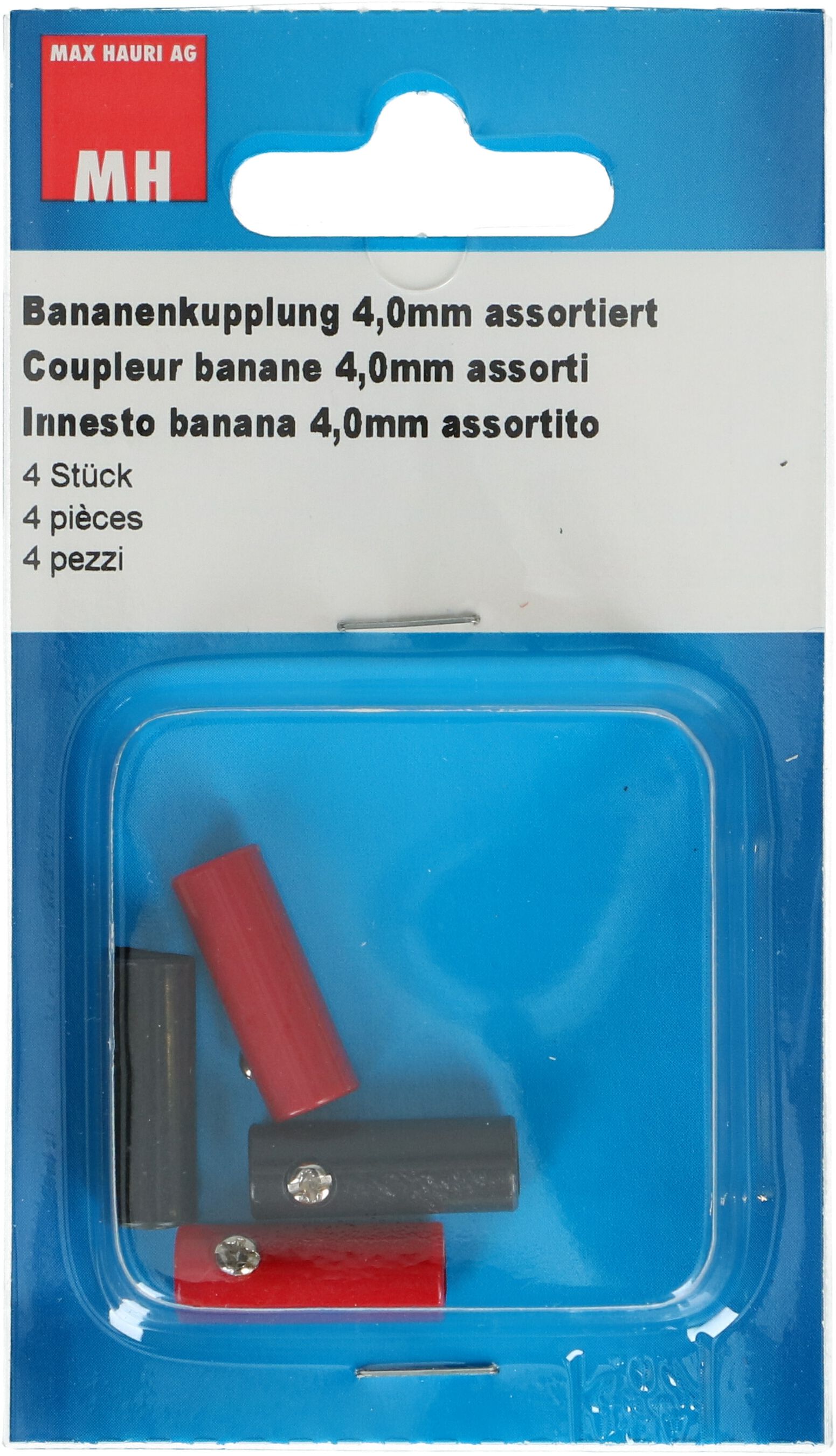Bananenkupplung 4mm assortiert mit Schraubanschluss / 4 Stück