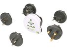 Weltreiseadapter QPlux USB Wold to CN/AUS, UK, Schuko, I, USA