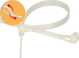 Cable ties reopenable 7.5x200mm white