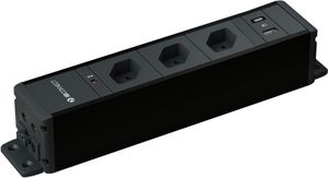 CUBO Steckdoseneinheit schwarz 3x Typ 13 1x USB A/C