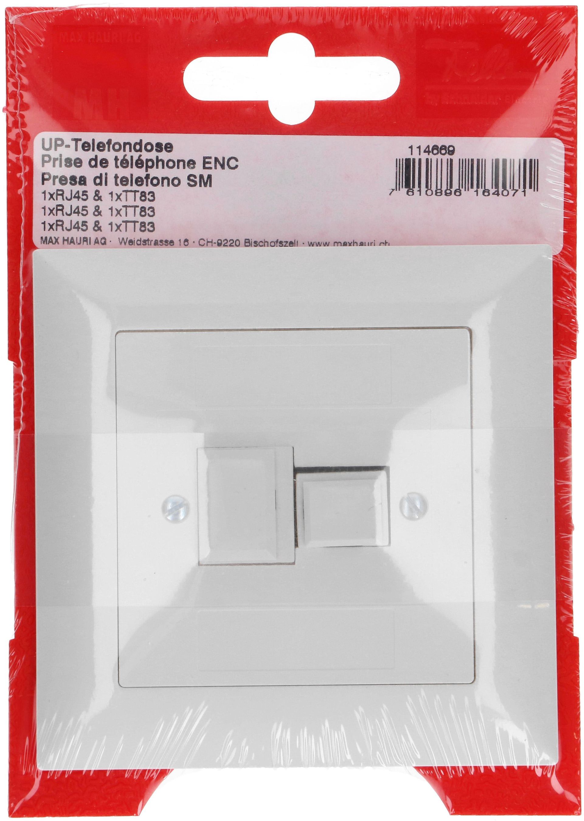 Telefon/Netzwerk 1xT+T83 1xRJ45 Kat. 5e UP EdizioDue weiss