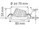 LED-Einbauspot DISC weiss, 36°, 8W