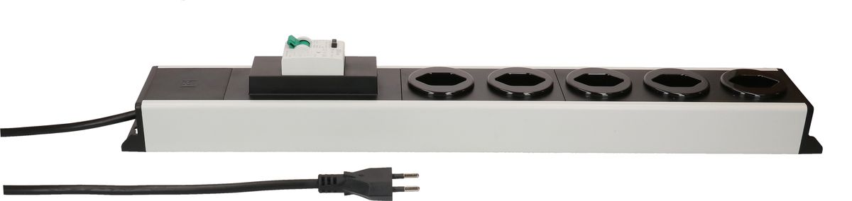 Steckdosenleiste Power Line 5x Typ 13 gr/sw FI 30mA / 10A 1.5m